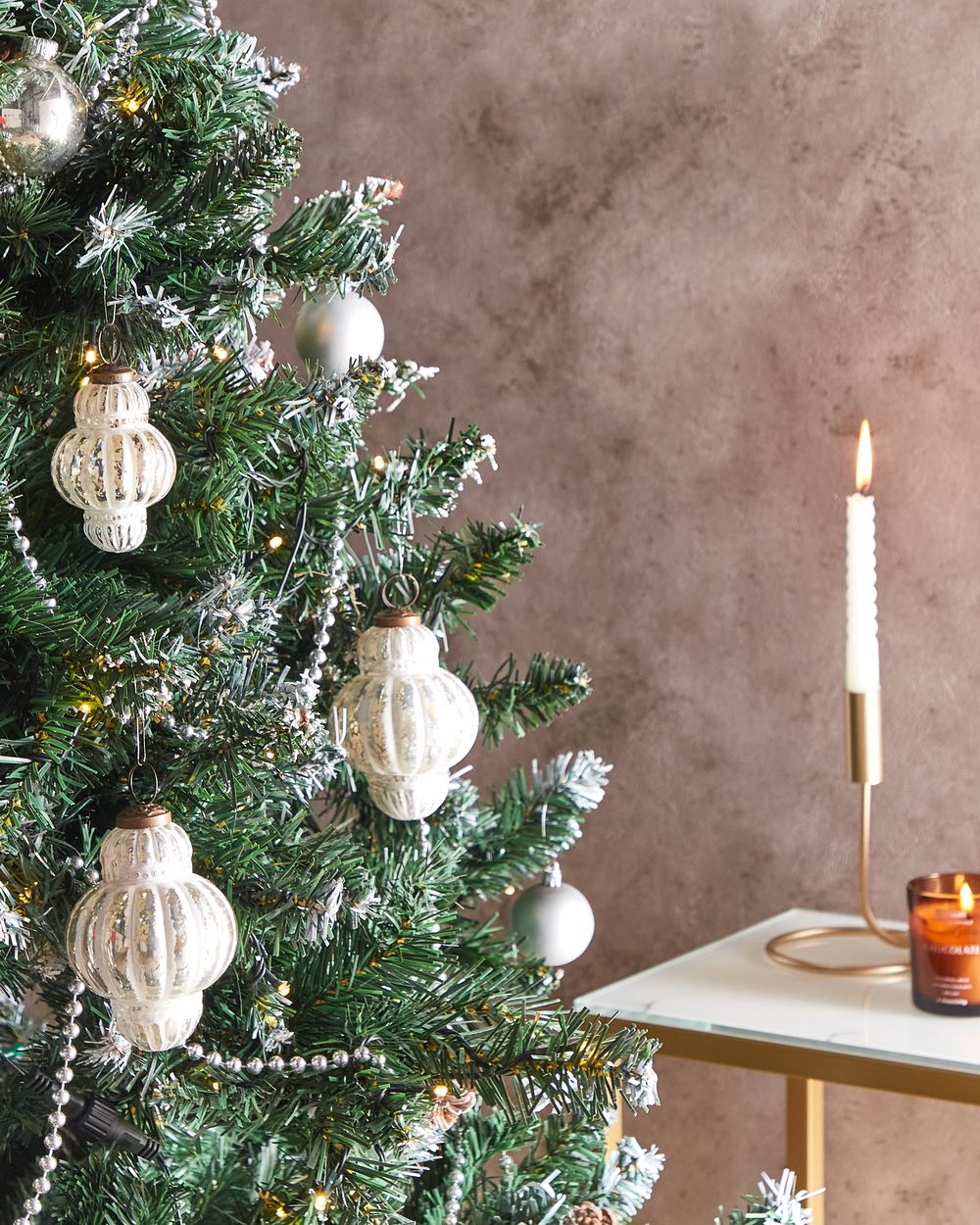 Set of 6 Baubles CREMEUX Glass Silver