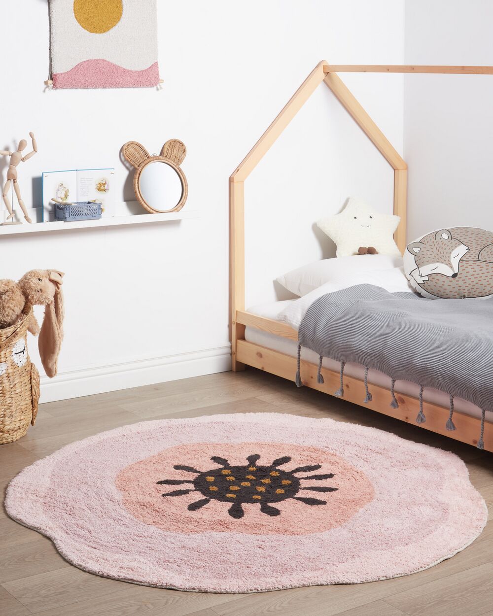 Kids Rug KHARAT Pastel Pink ø 140 cm Cotton