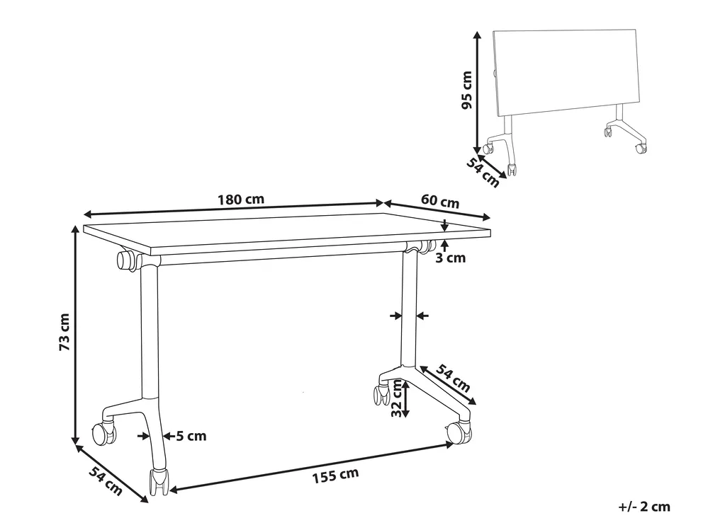 Hopfällbart skrivbord CAVI 180 cm 60 cm Brun_1030737