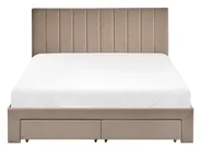 Bed with Storage Drawers LONZAC Velvet Taupe 140 x 200 cm (EU Double)_1014831