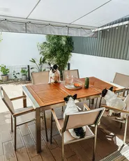 Garden Dining Set 6 Seater GROSSETO Eucalyptus Wood Brown/ Beige_983680