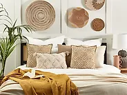 Koristetyynysetti 2 kpl CEIBA 45 x 45 cm Puuvilla Beige Geometrinen kuvio_1178484