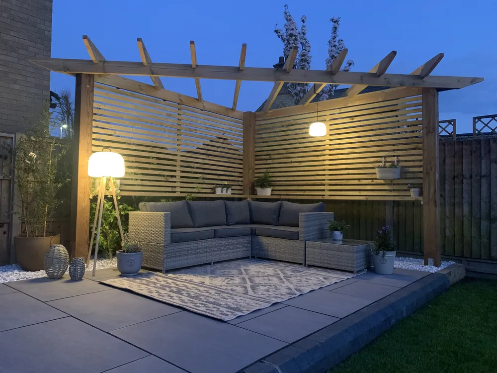 Garden Corner Sofa with Table 4 Seater AVOLA PE Rattan Grey Left Hand_824279