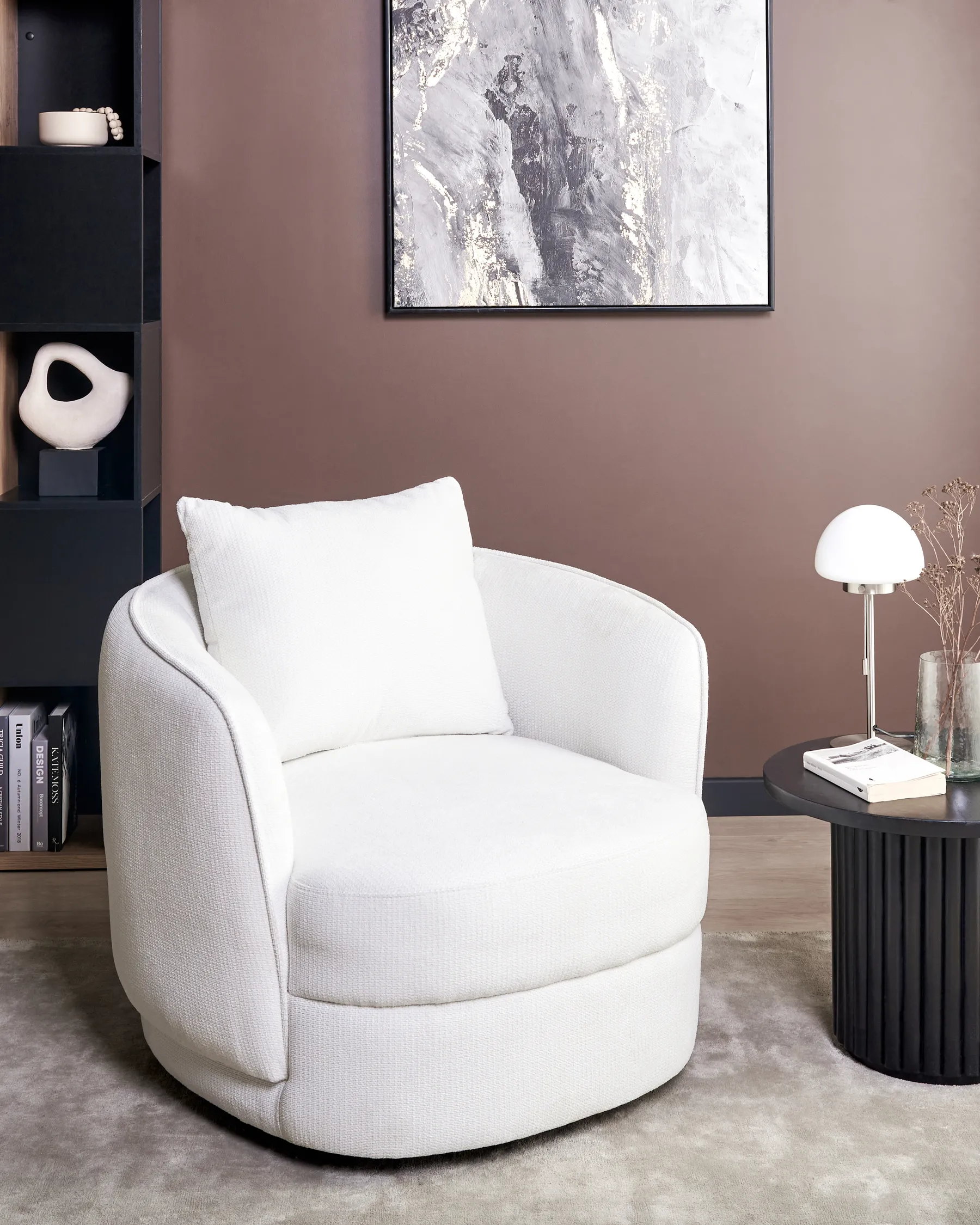 Swivel Armchair ANDALEN Fabric Off-White_966825