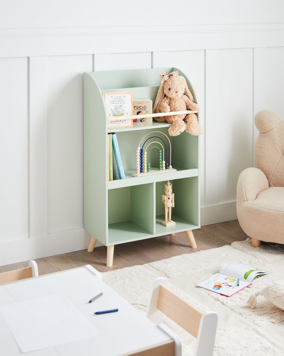 Bokhylle med 3 hyller LILOET 102 cm Lysegrønn