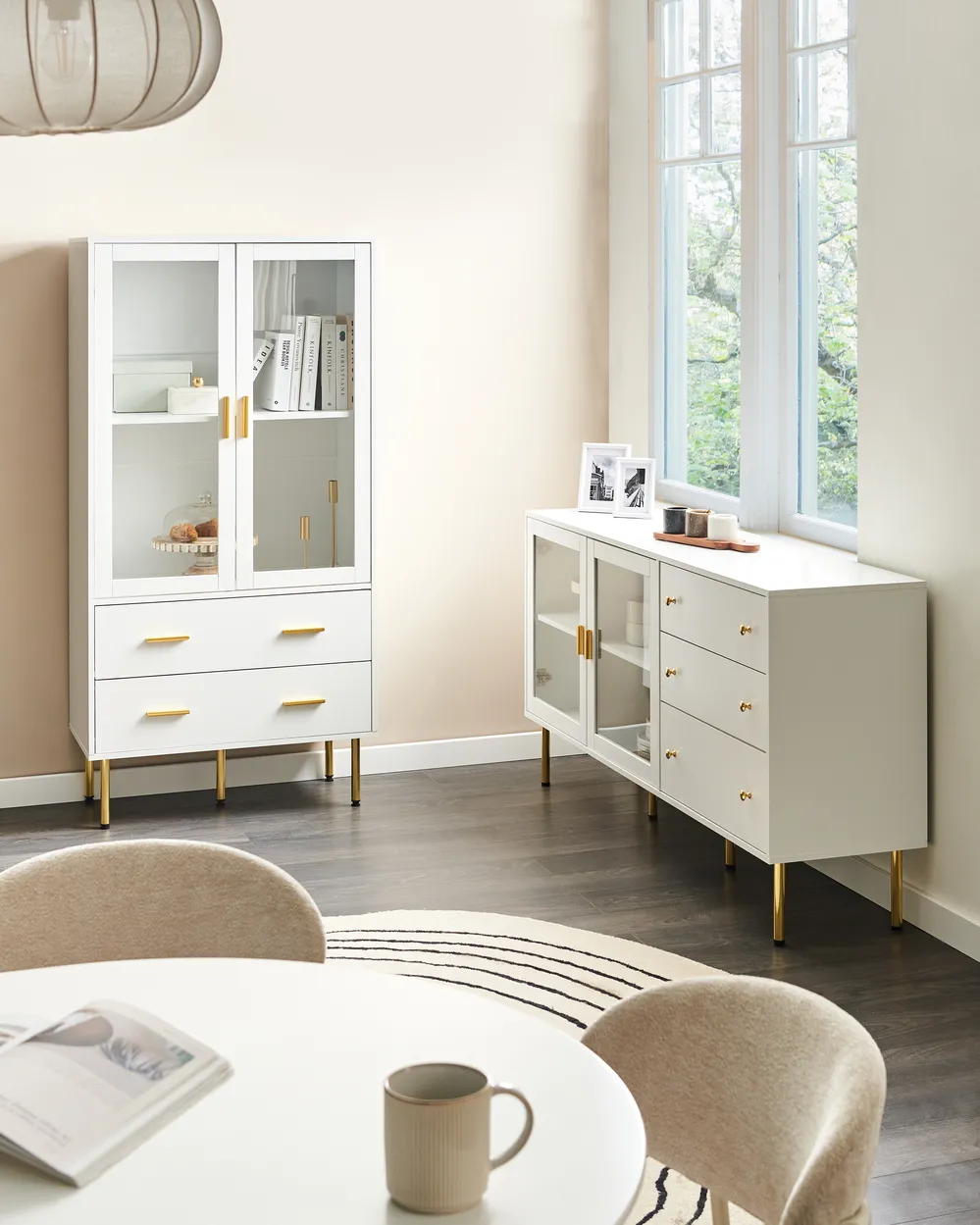 Glass Display Sideboard MILORA 160 cm White_979548
