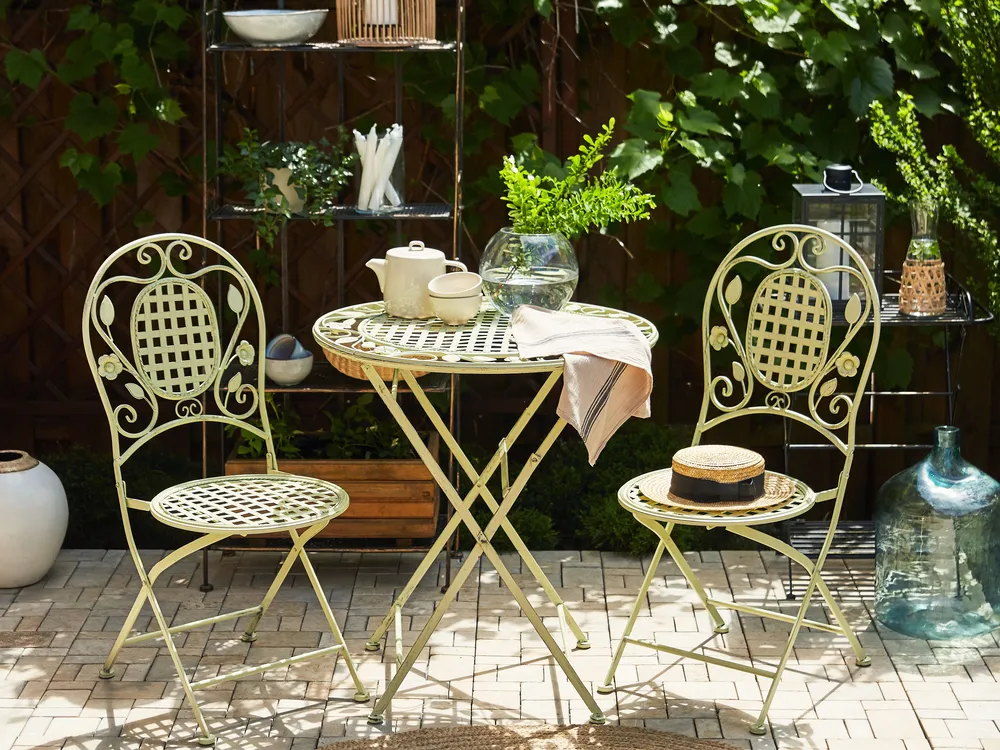 Bistro Set Folding BIVIO Metal Light Green