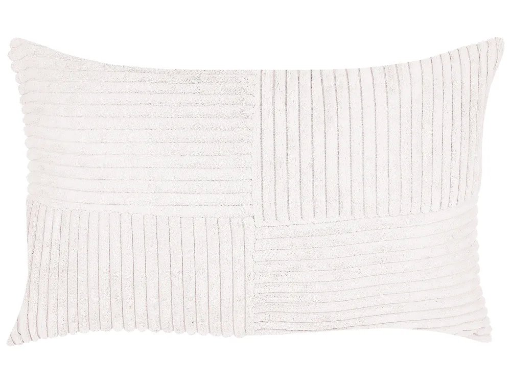 Set of 2 Decorative Cushions MILLET 30 x 50 cm Corduroy Off-White Geometric Pattern_854712