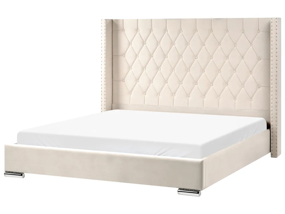 Bed Velvet LUBBON 180 x 200 cm (EU Super King) Off-White