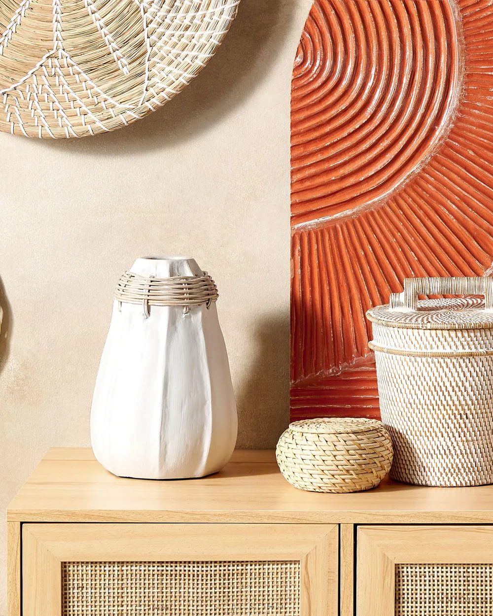 Decorative Vase KAMPAR 30 cm Ceramic White