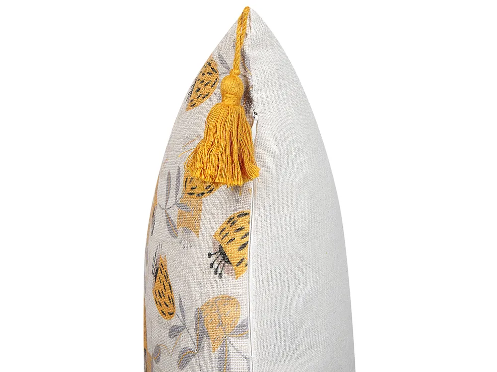 Set of 2 Decorative Cushions ABUTILON 45 x 45 cm Beige Floral Pattern_838019