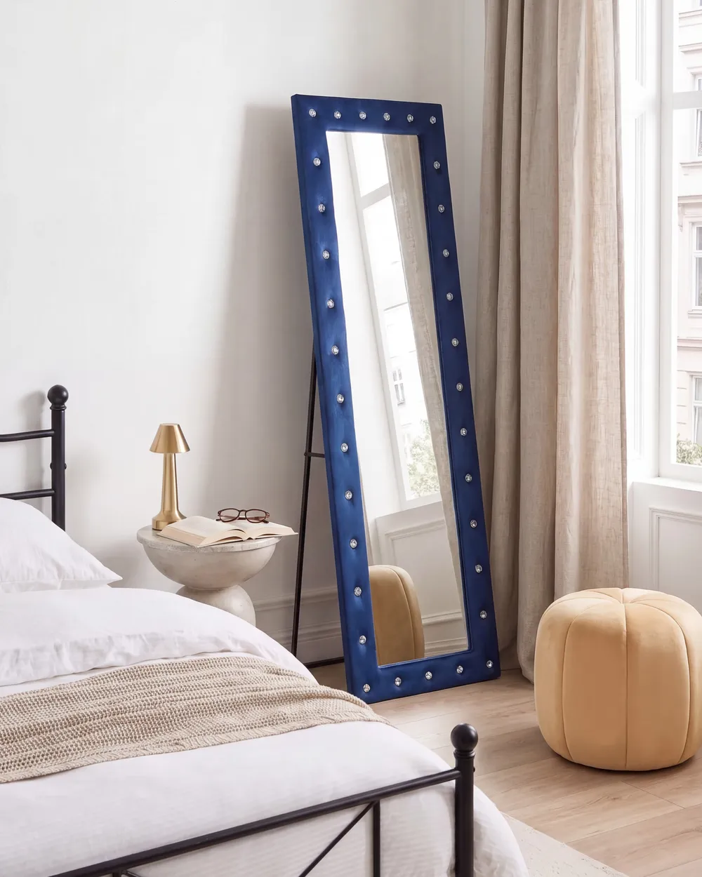 Standing Mirror ANSOUIS 150 cm Velvet Navy Blue_1109345
