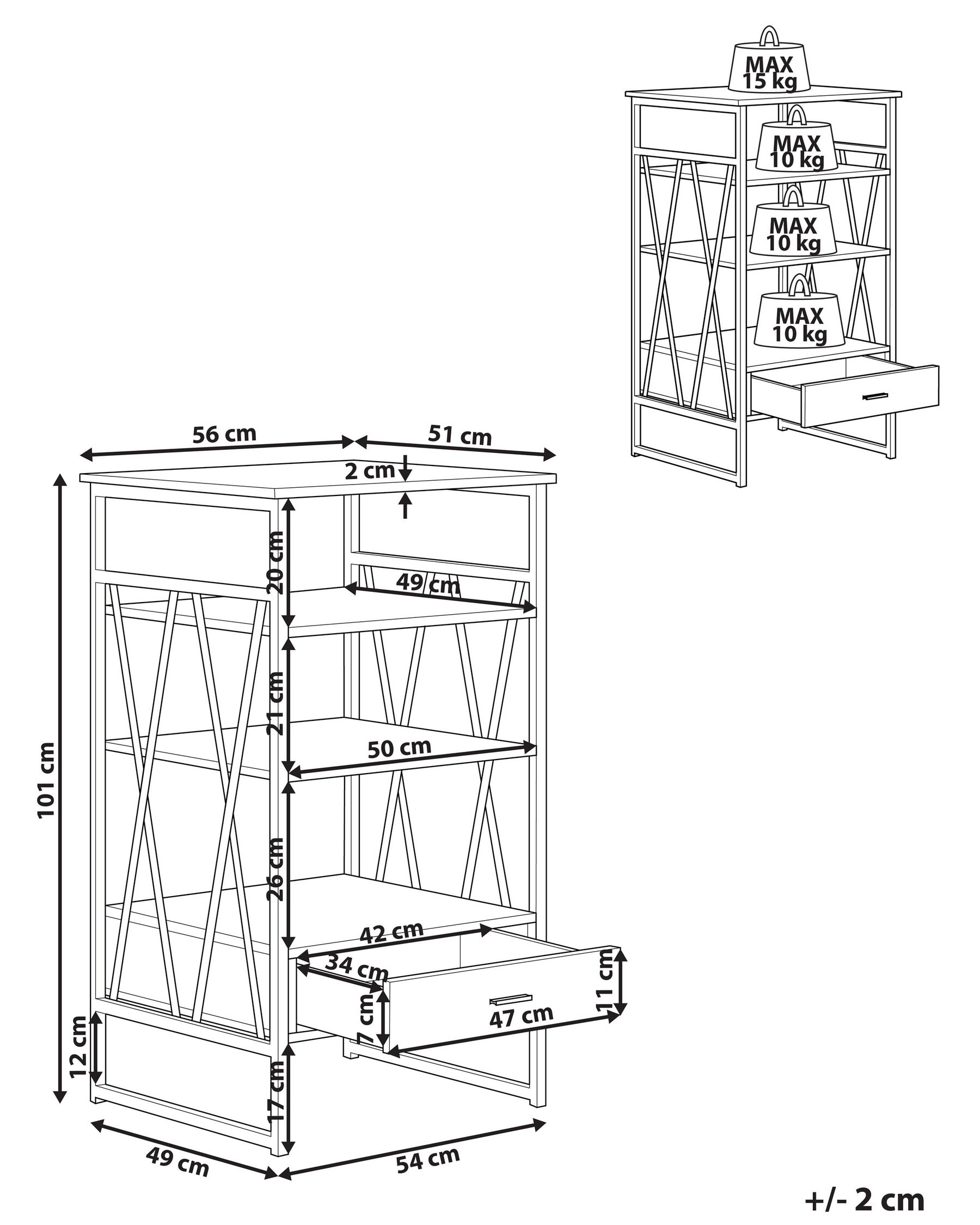 3 Tier Shelving Unit KEENE 101 cm Dark Brown_771883
