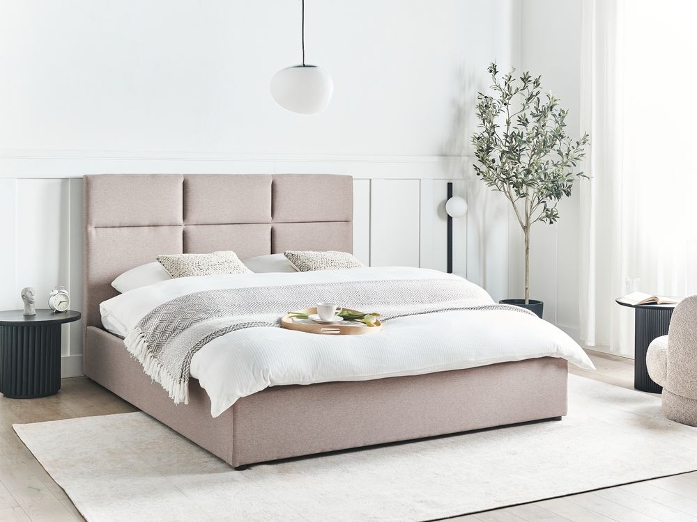 Ottoman Bed LAGORD Fabric Taupe 160 x 200 cm (EU King Size)
