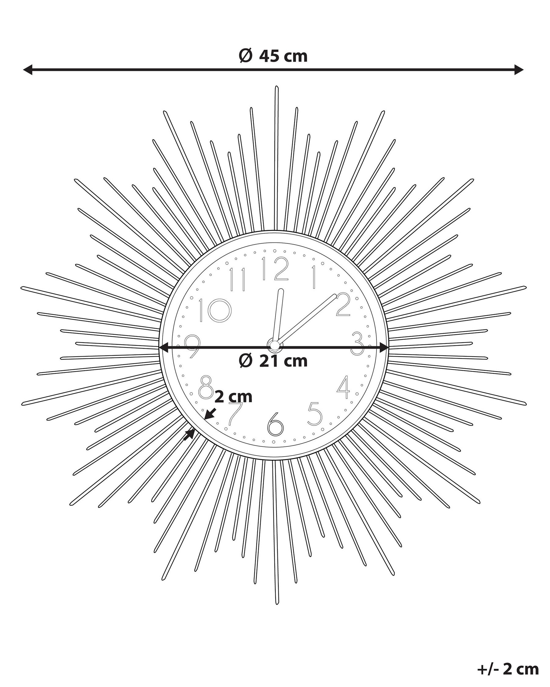 Wall Clock SOLURA 45 cm Metal Gold_798198
