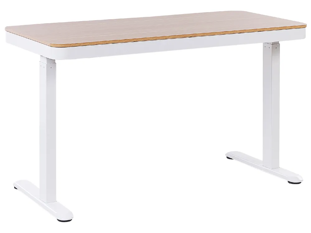 Elektriskt höj- och sänkbart skrivbord KENLY 120 cm 60 cm med USB-port Brun/ Vit_840232