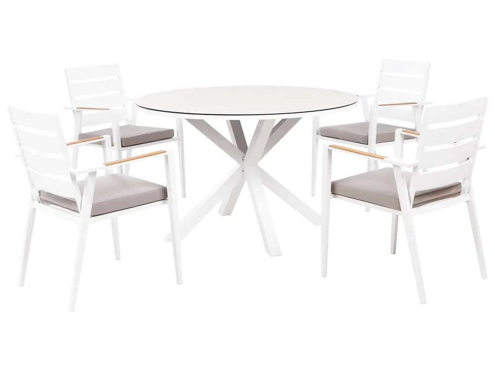 Garden Dining Set 4 Seater MALETTO/TAVIANO with Cushions Metal Grey