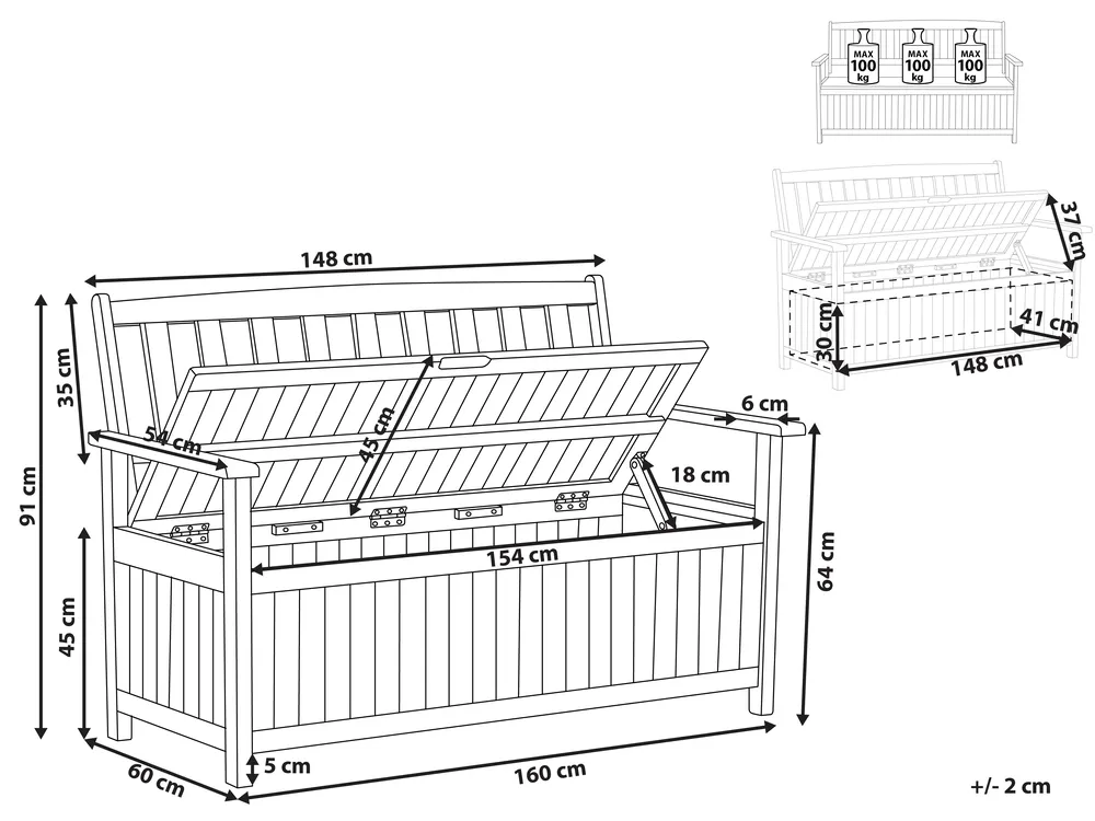 Garden Bench SOVANA 160 cm with Storage Acacia Wood Brown_846460