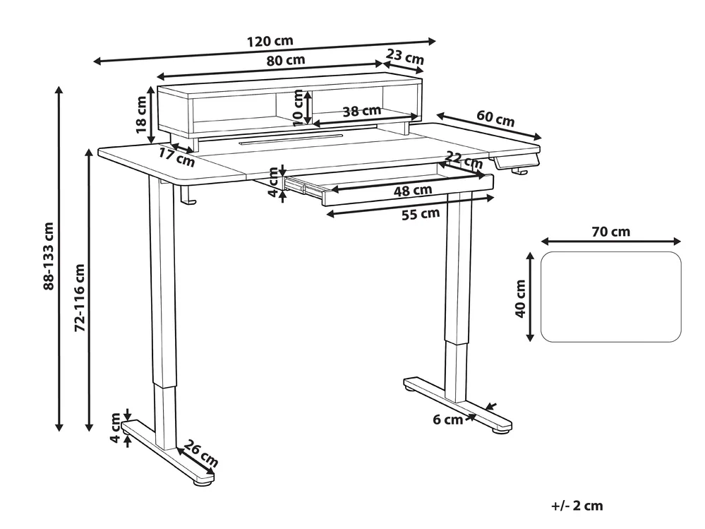 Elektriskt höj- och sänkbart skrivbord LUCAMA 120 cm 60 cm med USB-port Vit_1030938