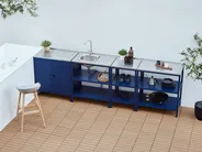 4 Piece Outdoor Kitchen Set with Sink VILAMA Blue Metal_974622