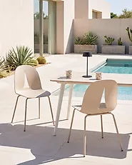 Sett med 2 hagestoler BOLGHERI Uten armlener Beige_1182837