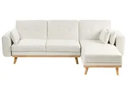 Corner Sofa Bed 3 Seater KAARINA Fabric White Left Hand_1100058
