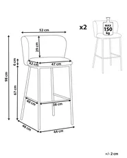 Set of 2 Bar Chairs MINA Boucle White_884059