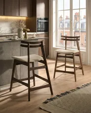 Set med 2 barstolar CYNTHIANA Trä Brun/ Off-White_1074438