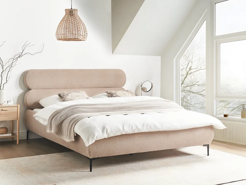 Seng Bouclé LESSAY 160 x 200 cm Gråbrun