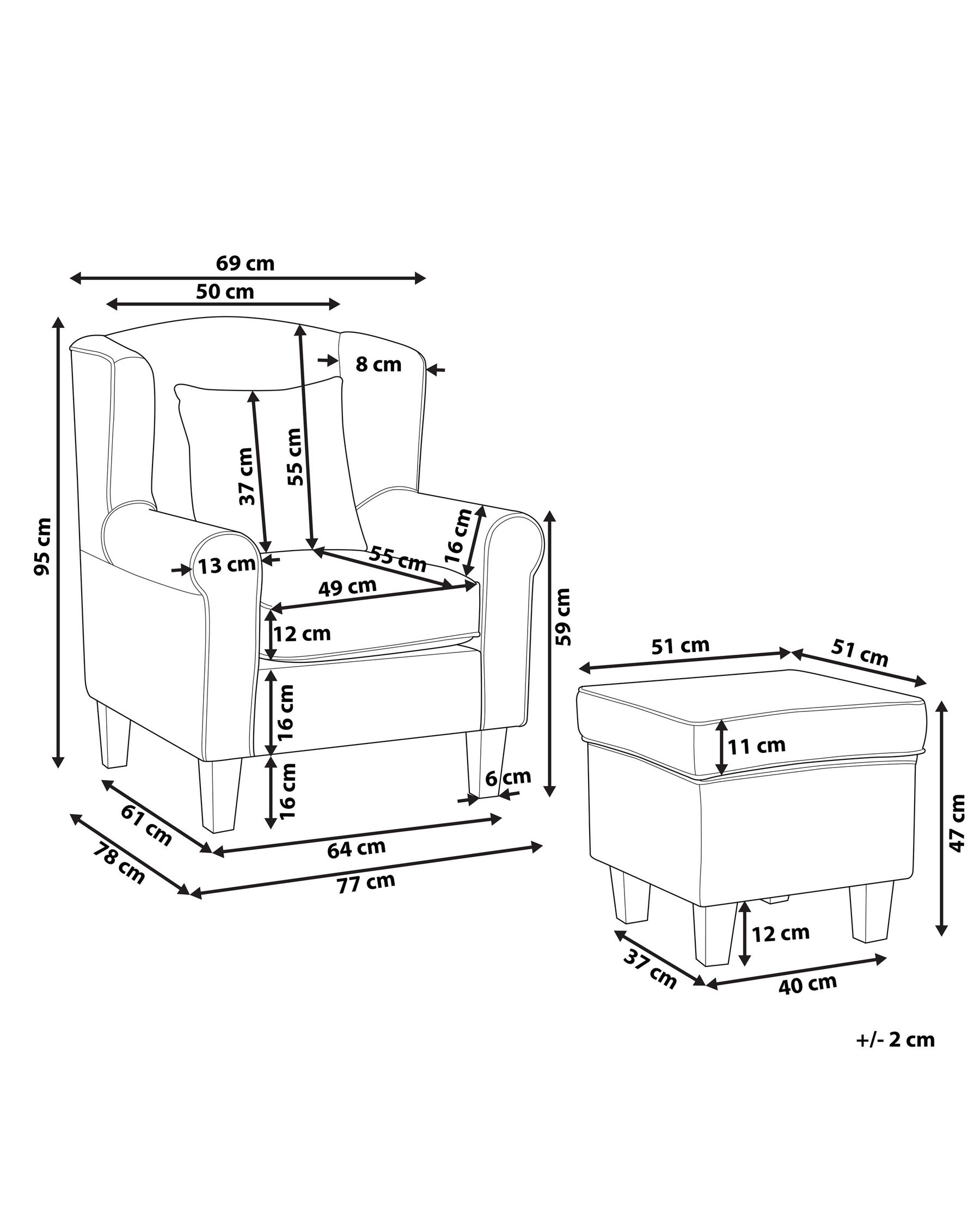 Wingback-tuoli HAMAR rahilla Kangas Vaaleanharmaa_794265