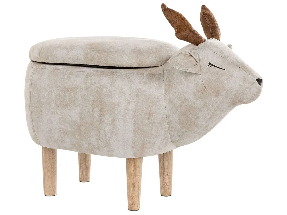 Storage Animal Stool REINDEER Reindeer Fabric Beige