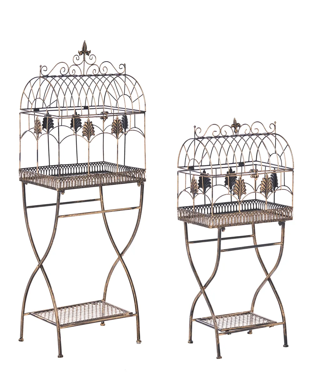 Set of 2 Shelving Units SICILY 43/37 cm 122/90 cm Metal Black