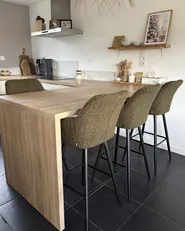 Set of 2 Bar Chairs CASMALIA Boucle Dark Green_1046161