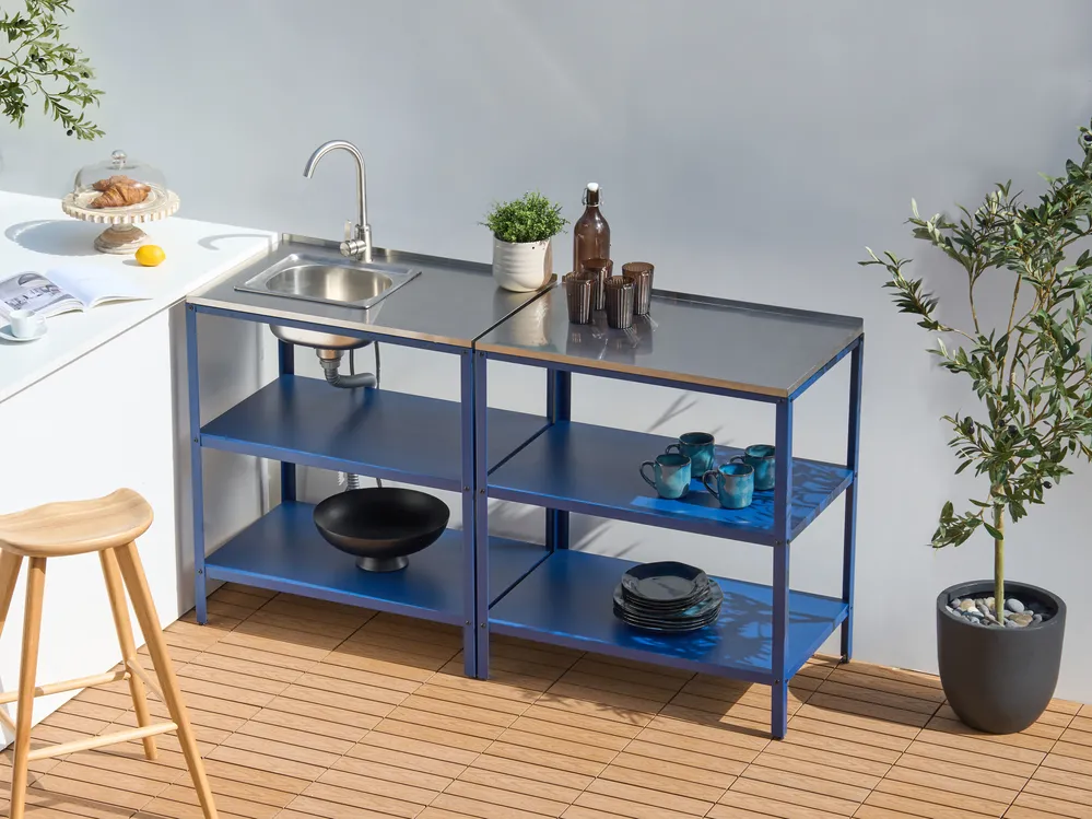2 Piece Outdoor Kitchen Set with Sink VILAMA Blue