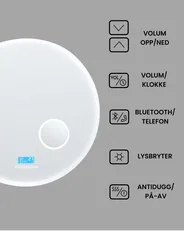 LED-baderomsspeil FIXIN 80 cm 80 cm Med innebygd Bluetooth-høyttaler Sølv_940618