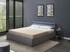 Ottoman Bed with LED ARMELLE Fabric Dark Grey 180 x 200 cm (EU Super King)