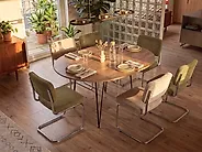 Extending Dining Table LOUISE Brown 120/160 cm 120 cm_1173588