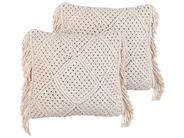Set med 2 prydnadskuddar BESHAM 45 x 45 cm Bomull Ljusbeige Geometriskt tryck_904588