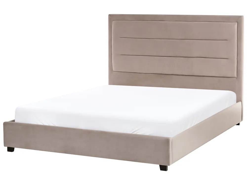 Bed Velvet ROUEN 140 x 200 cm (EU Double) Taupe