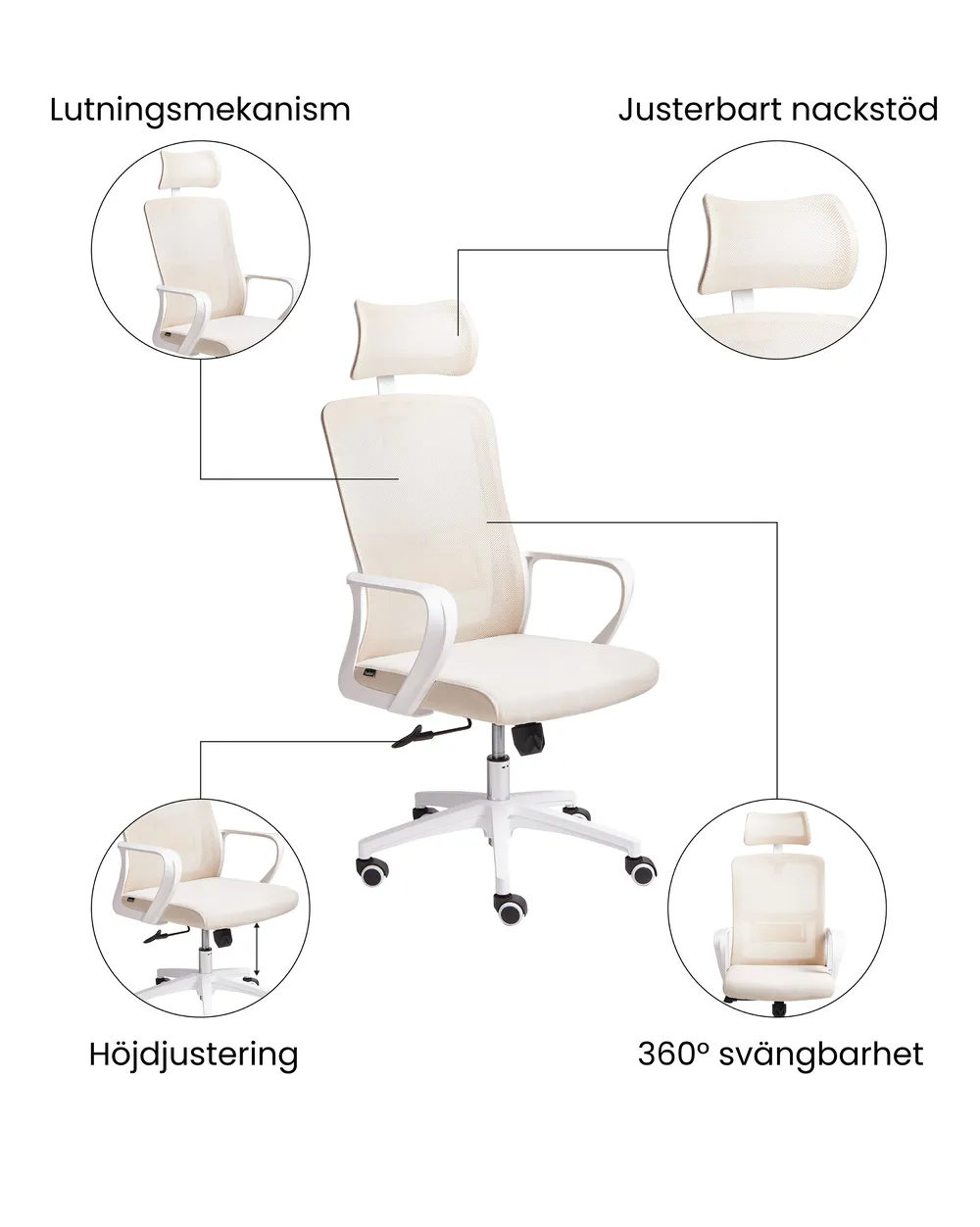 Kontorsstol MONARCH Beige_1073741