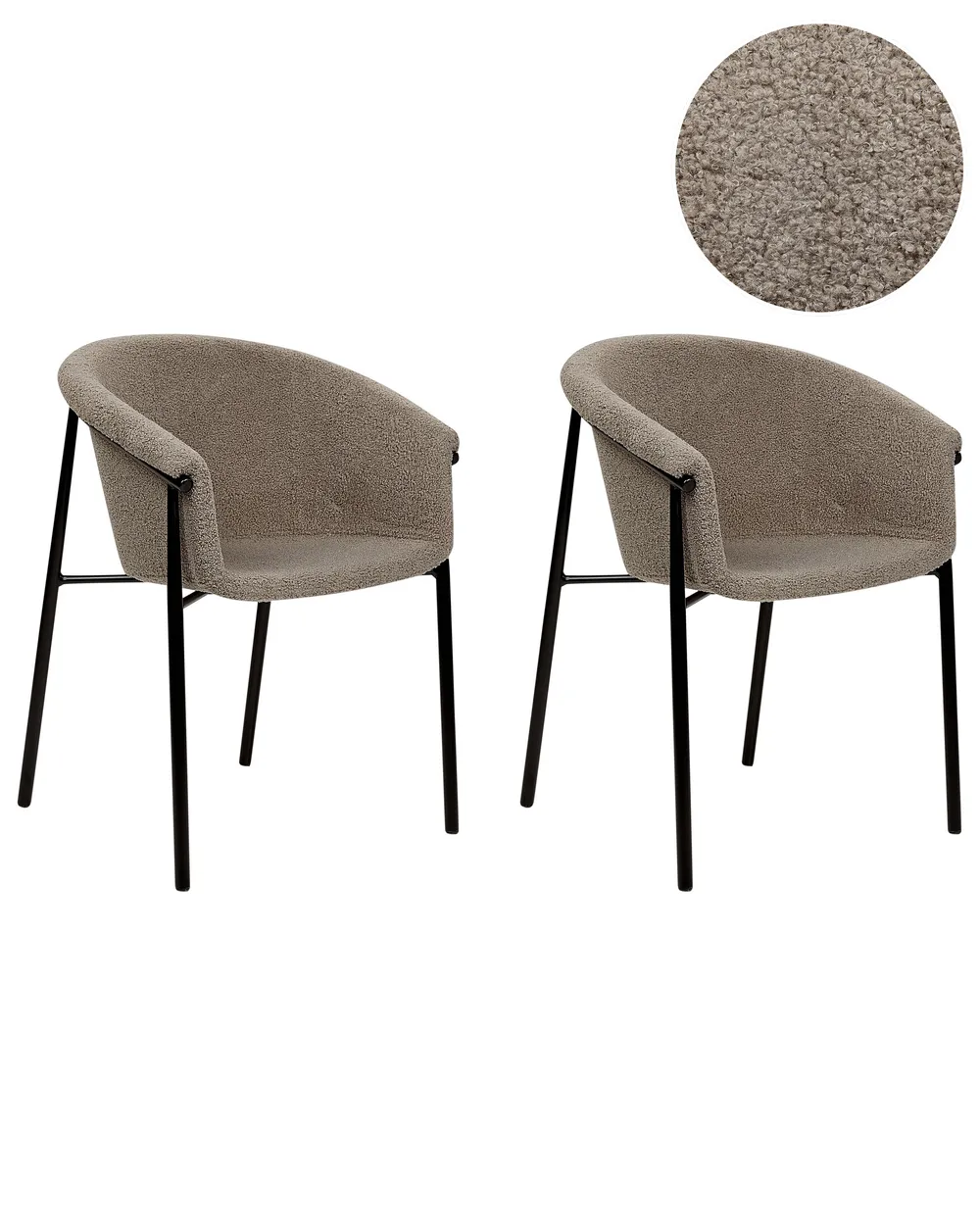Set of 2 Dining Chairs AMES Boucle Taupe