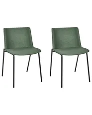 Set of 2 Dining Chairs ESBON Fabric Dark Green_942483