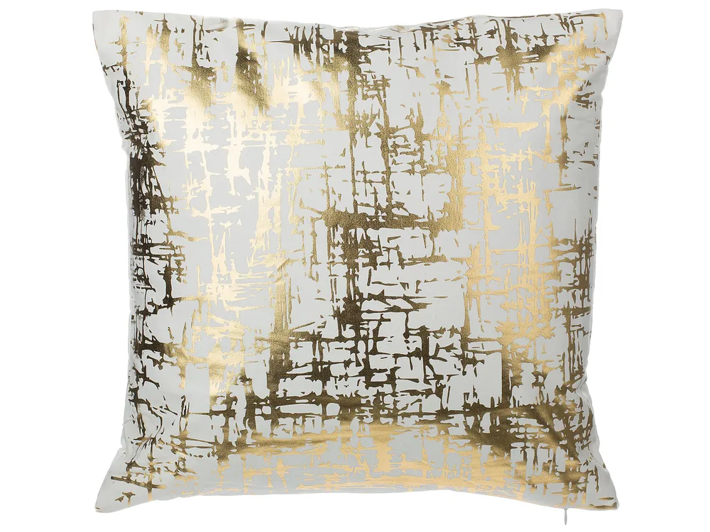 Set med 2 prydnadskuddar GARDENIA 45 x 45 cm Bomull Guld Abstrakt tryck_770373