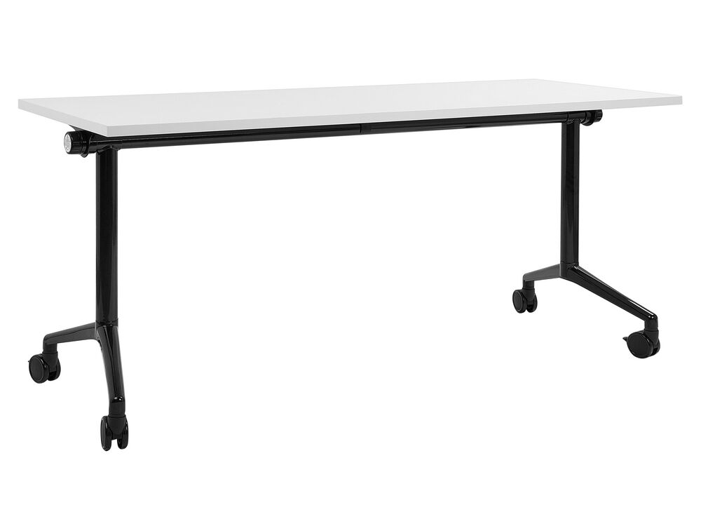 Foldable Office Desk CAVI 160 cm x 60 cm with Wheels White