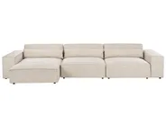 Modular Sofa 3 Seater HELLNAR with Ottoman Velvet Light Beige_911007