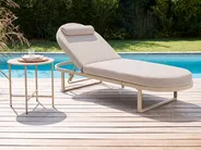 Sun Lounger with Cushion RONCOLO Metal Beige_1117403