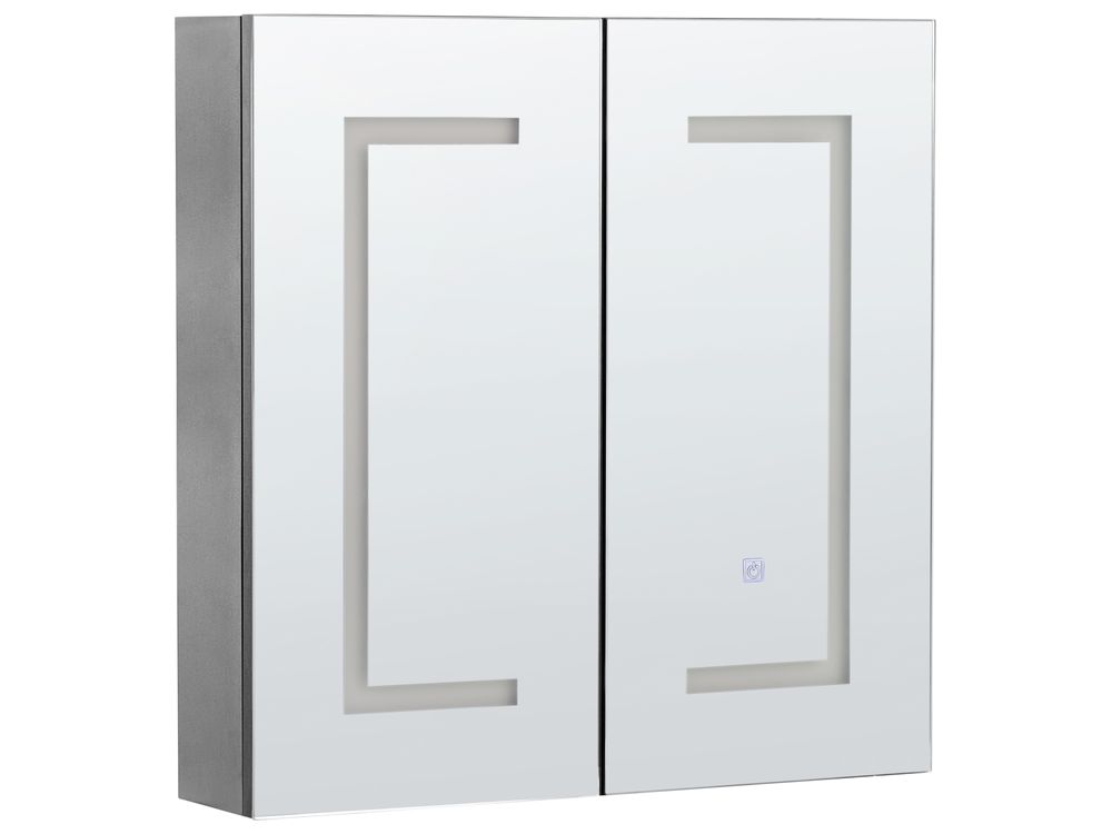 Veggmontert speilskap til baderom LED MAZARREDO 60 cm 60 cm Svart