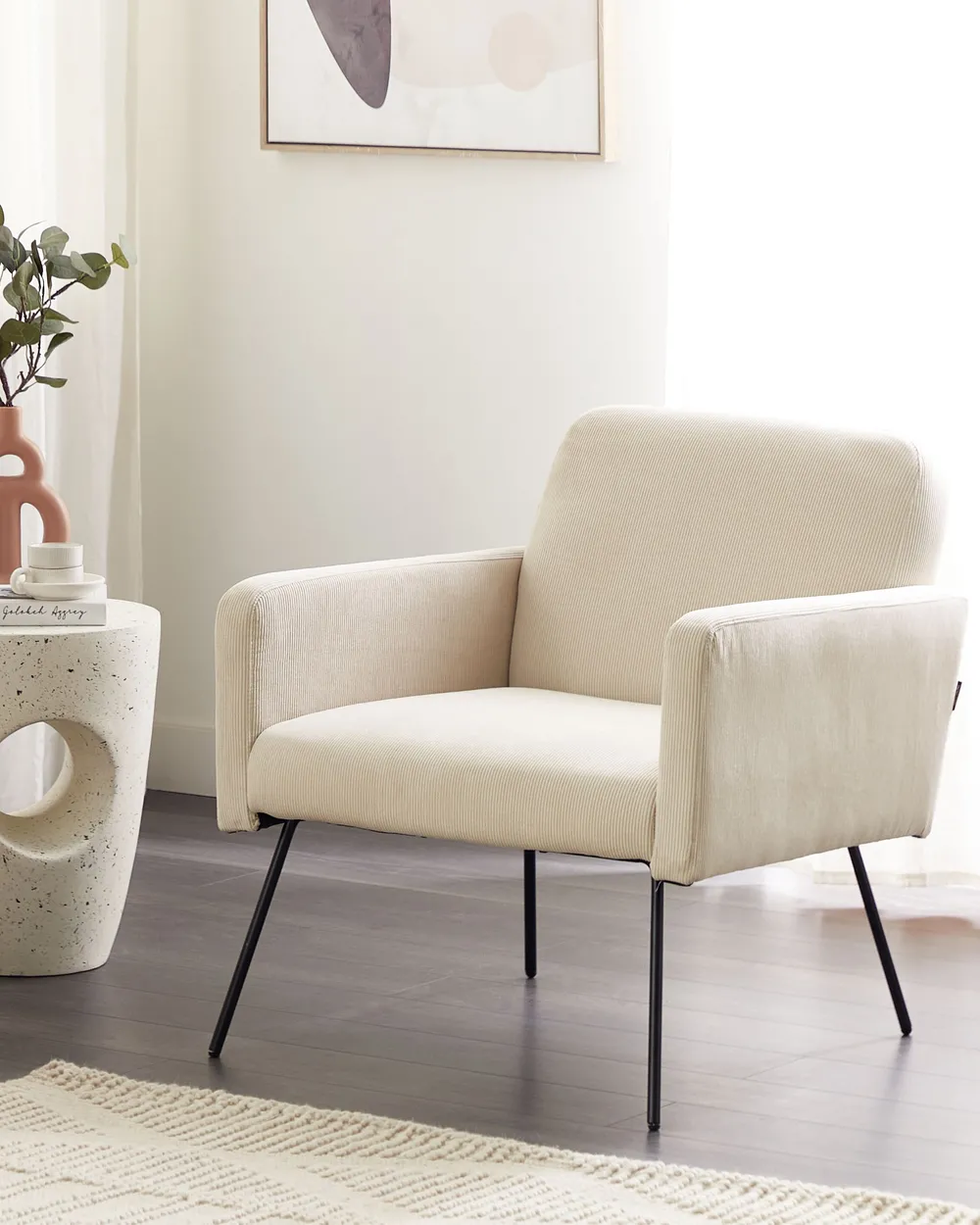 Armchair NARKEN Corduroy Light Beige