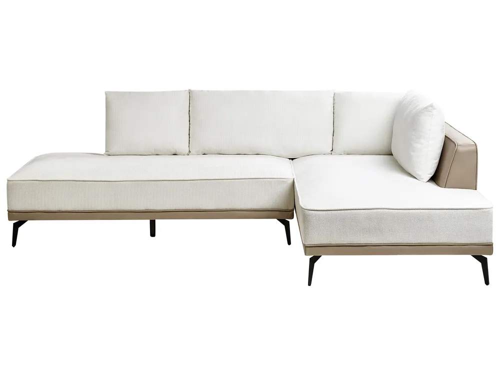 Corner Sofa 3 Seater MYKEN Fabric Off-White Left Hand