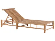 Sun Lounger with Cushion LIGURE Reclining Bamboo Brown_838025